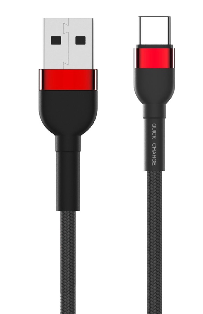 USB C 2 meters black braided with red connectors