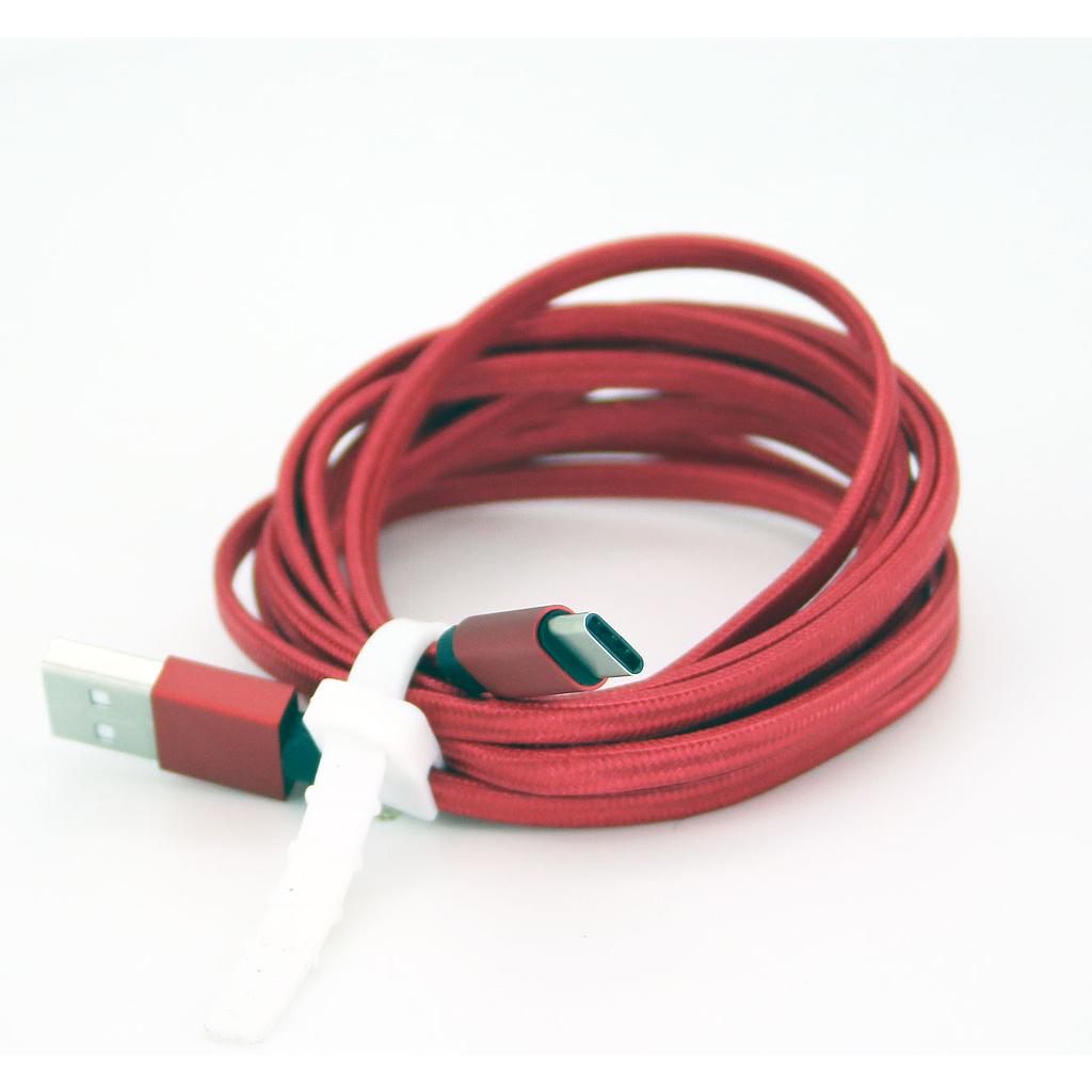 USB C cable to USB A 2.0 meter braided red