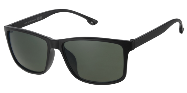 Sunglasses matt black classic men's glasses with green lenses