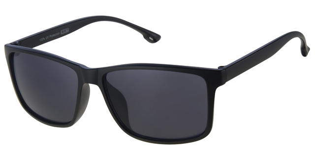 Solbrille mat sort klassisk herre brille med sorte glas