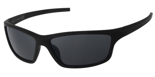 Sports sunglasses black rubber frame with smoked glass