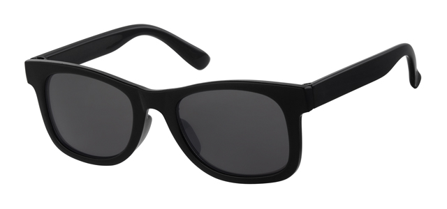 Childrens sunglass rubber matt black frame with smoke solid lenses