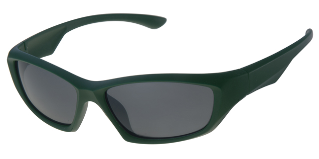 Childrens sunglass green sport with solid smoke lenses