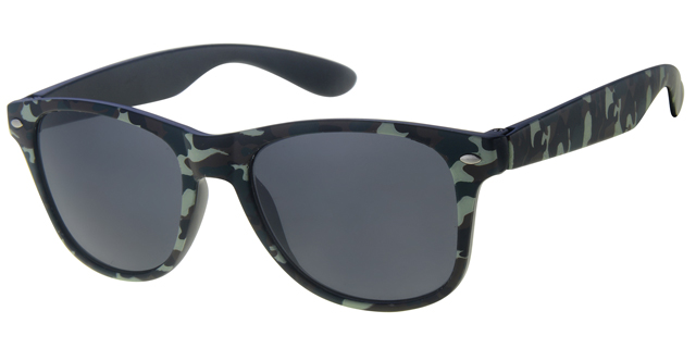 Childrens sunglass wayfarer camouflage with smoke solid lenses