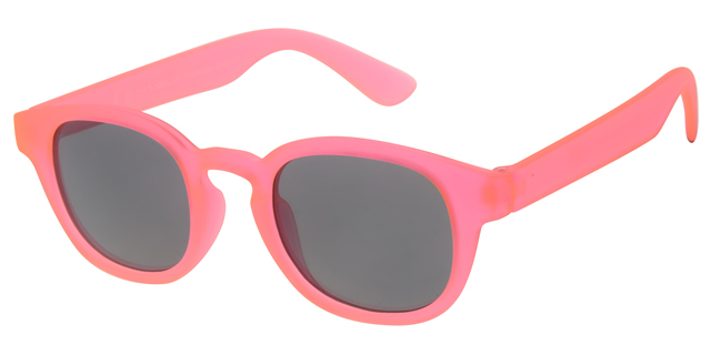 Childrens sunglass transparent rubber touch, fluor pink smoke solid lenses