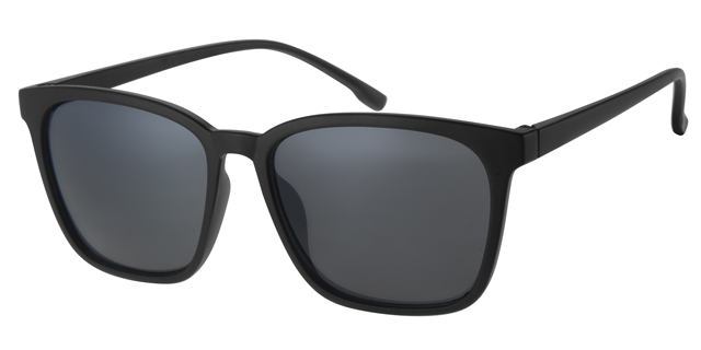 Matt black sunglass with smoke solid lenses