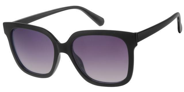 Shiny black sunglass with gradient smoke lenses