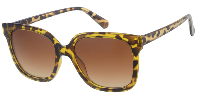 Yellow demi sunglass with gradient brown lenses