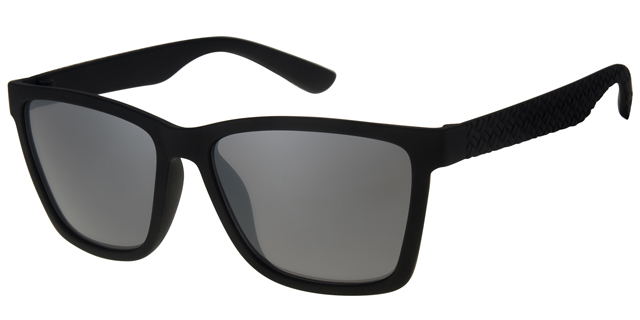 Matt black with rubber touch and smoke solid lenses