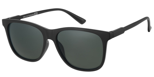 Sunglass matt black with green lenses