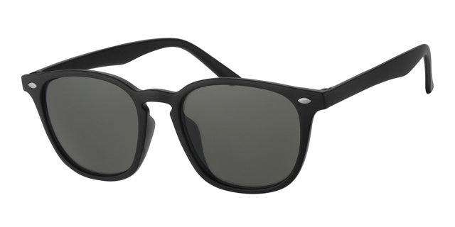 Sunglass matt black with silver decoration and green lenses