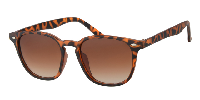 Solbrille mat brun leopard med sølv dekoration og graduerede brune glas