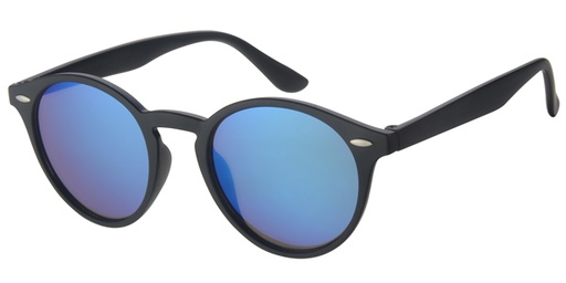 Sunglass matt black with silver decoration and smoke solid lenses ice blue revo