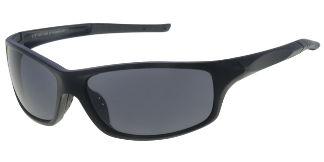 Solbrille sport mat sort med sorte glas