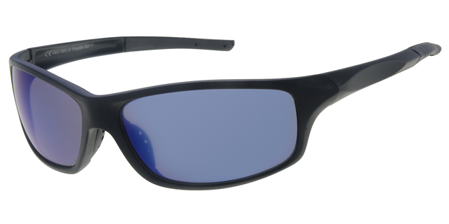 Sunglass sport with matt black frame and smoke solid blue revo lenses