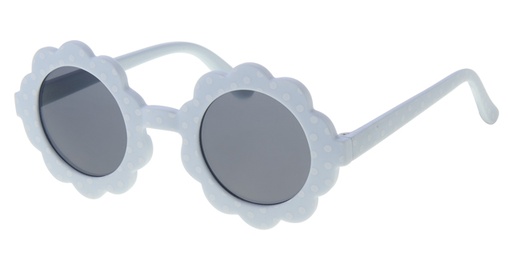 Childrens sunglass matt blue with white dots and smoke solid lenses