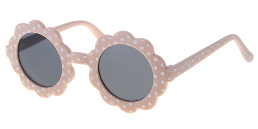 Childrens sunglass matt pink with white dots and smoke solid lenses