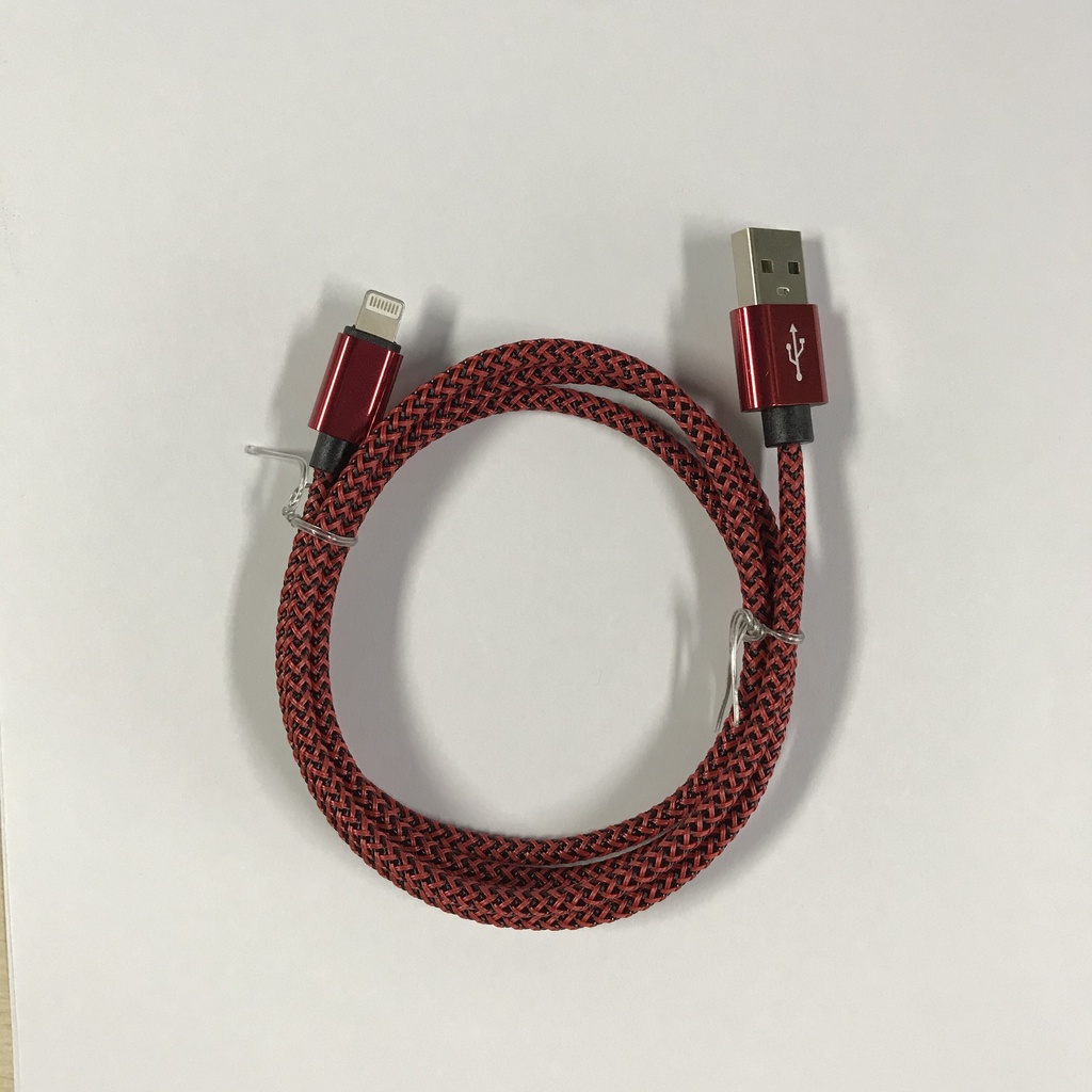 Iphone  to USB A cable rød braided 1.0 meter 2,4 ampere