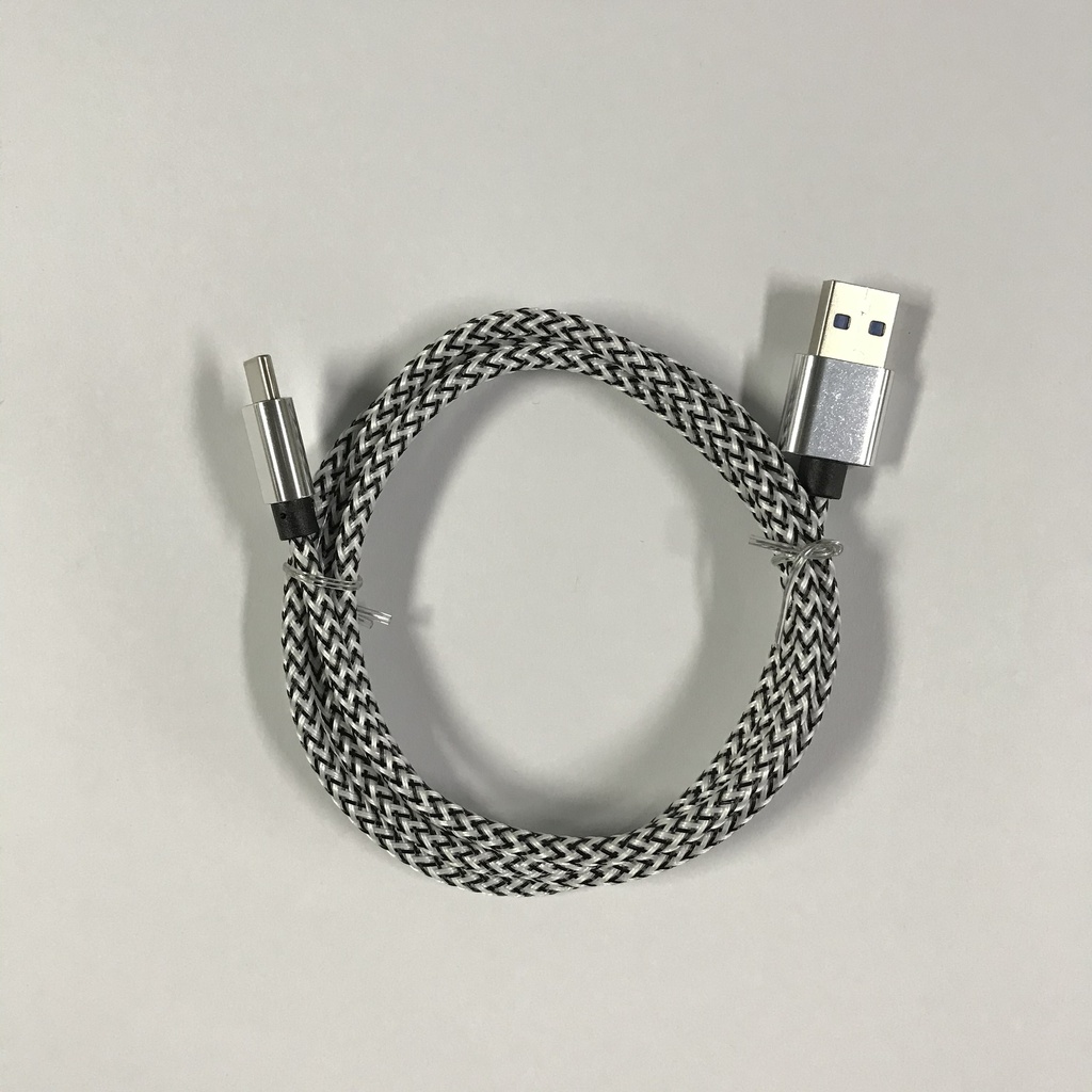 USB C  to USB A cable white braided 1.0 meter 2,4 ampere