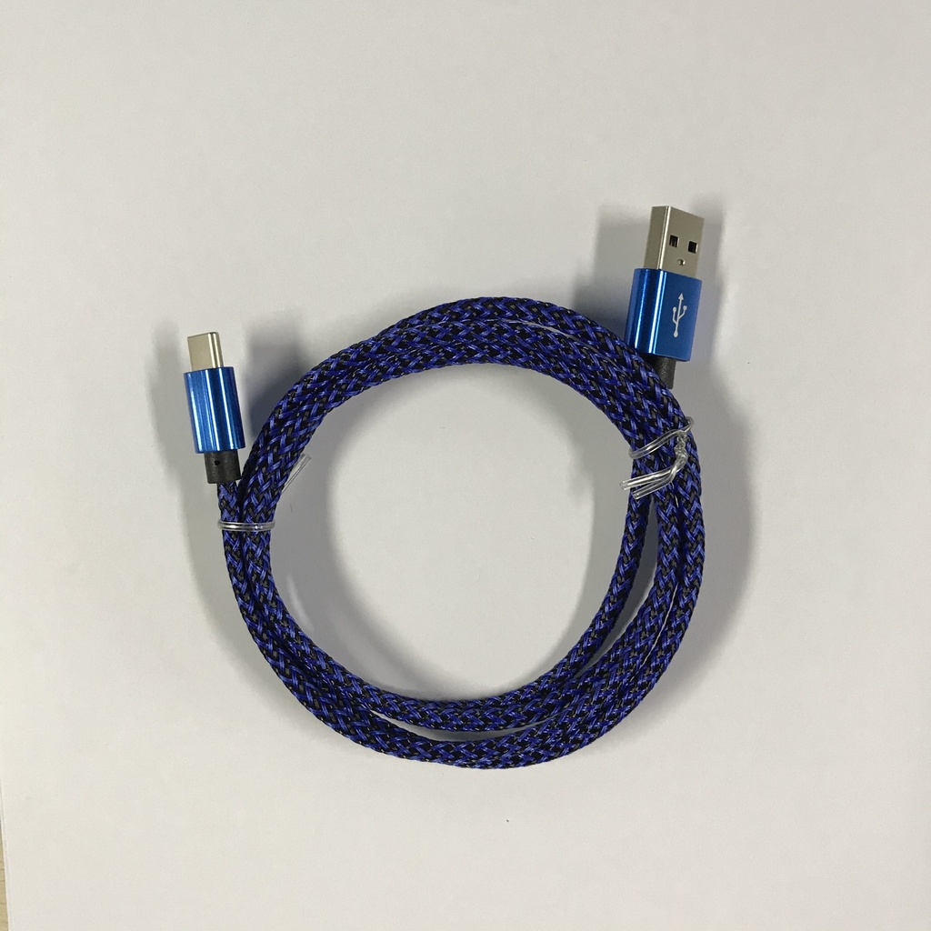 USB C  to USB A cable blue braided 1.0 meter 2,4 ampere