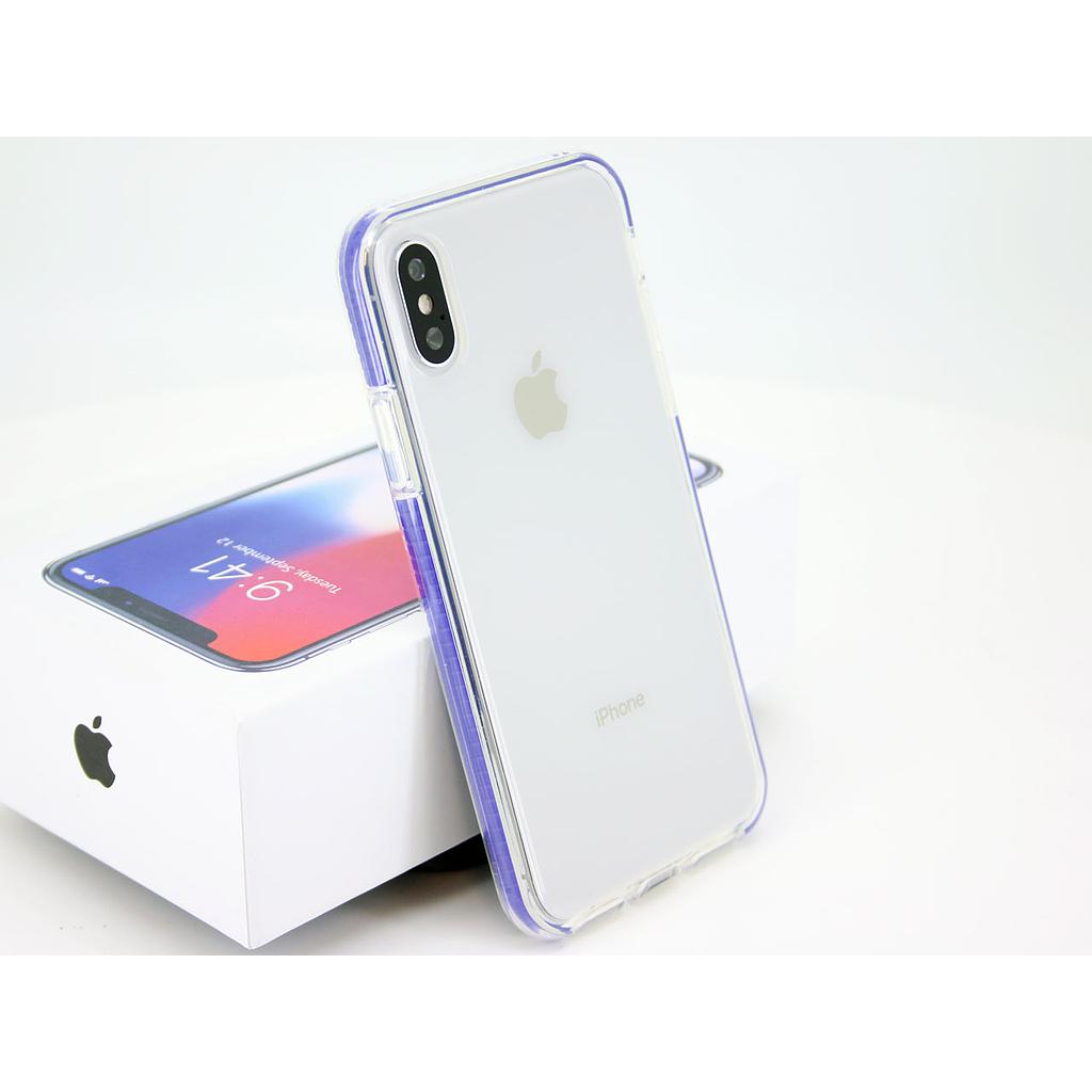 IPHONE 10-10S TRANSPERANT COVER WITH COBOLT BUMBER