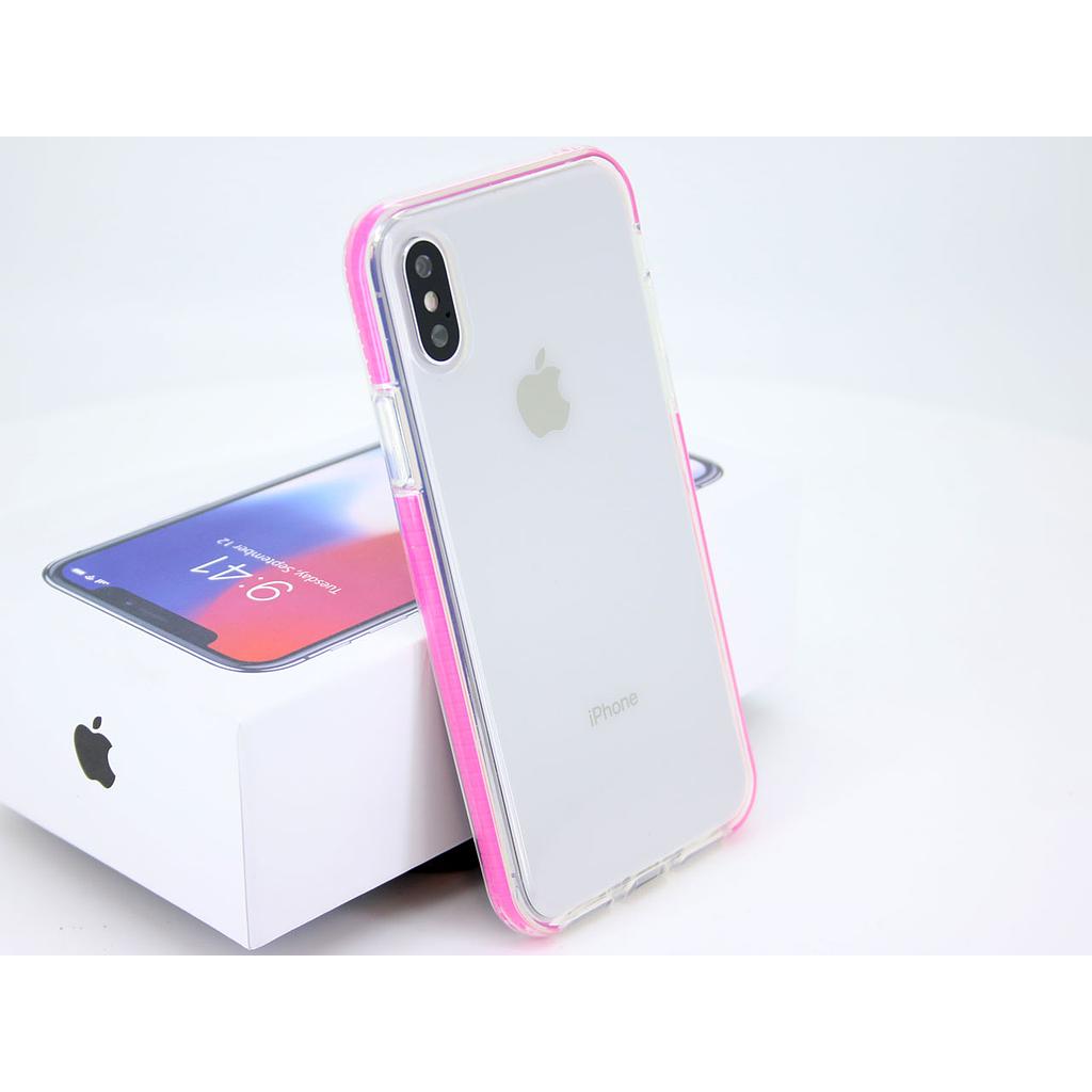 IPHONE 10-10S TRANSPERANT COVER WITH PINK BUMPER