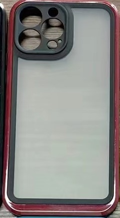 IPHONE 12-12 PRO BAGCOVER SEMITRANSPERANT WITH BLACK AND RED FRAME