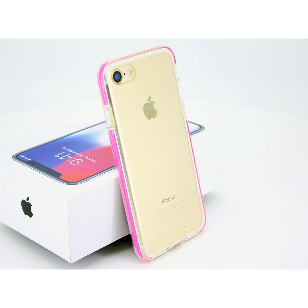 IPHONE 7/8/SE TRANSPERANT COVER MED PINK BUMPER INDENI