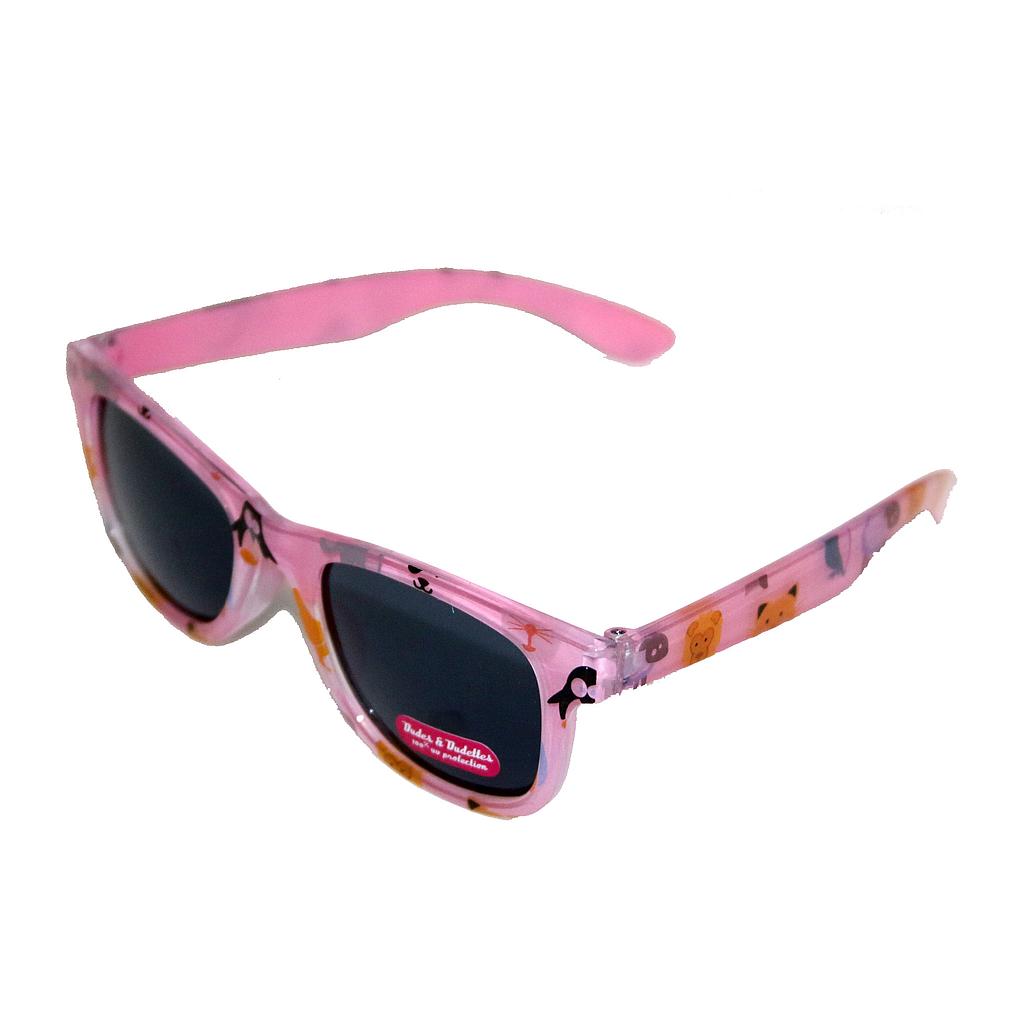 Childrens Sunglass pink with print and solid smoke lenses