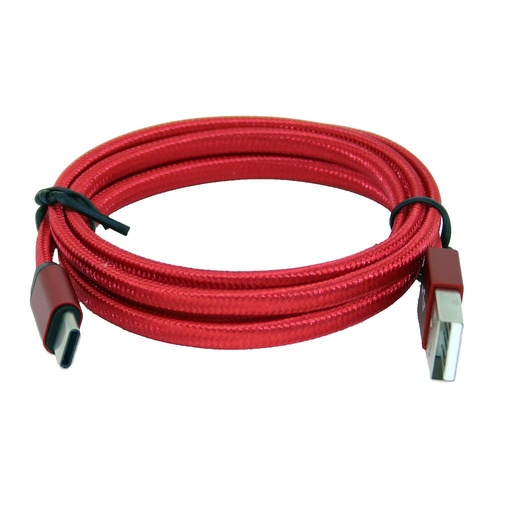 [805735] 805735 Rød flettet USB C til USB A kabel 1.0 meter