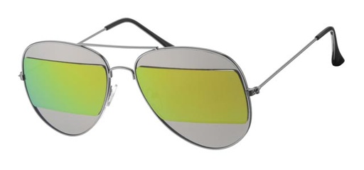 [404232-30132] Pilot glasses matte silver smoke colored glass with yellow revo