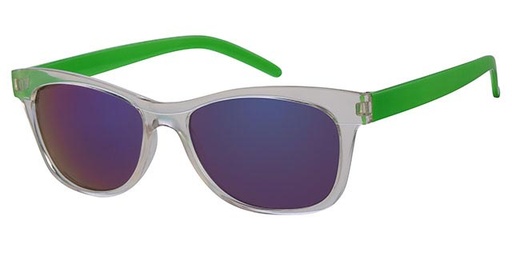 [404241-40255] Sunglasses transparent front with neon green bars and smoke colored lenses with green mirror