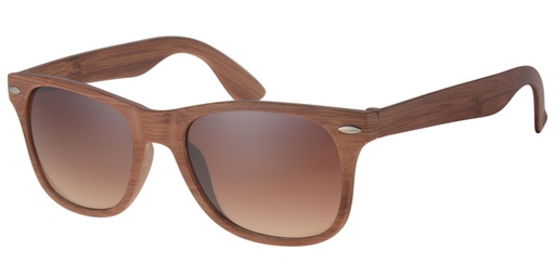 [404273-40425] Solbrille træ look me sort backing wayfarer model med sølv dekoration og grønne glas