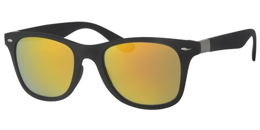 [404220-4211] Sort Gummi unisex brille med sølv dekoration og  røgfarvet guld spejl effekt glas