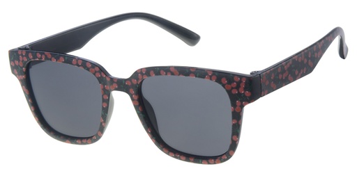 [505125-26023] Childrens sunglass black, cherry paper transfer, smoke solid lenses