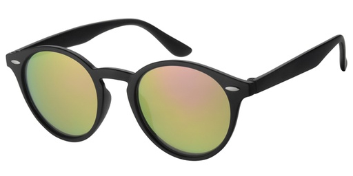 [404351-40410] Solbrille mat sort med sølv dekoration og sorte glas med pink spejl