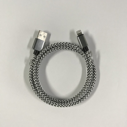 [805103] Iphone  to USB A cable white braided 1.0 meter 2,4 ampere