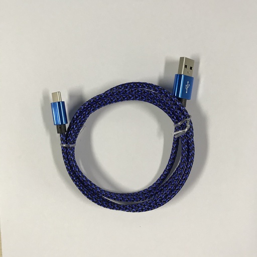 [805706] USB C  to USB A cable blue braided 1.0 meter 2,4 ampere