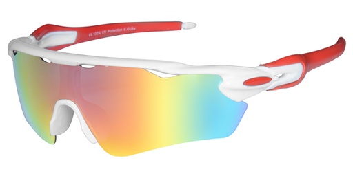 [450006-7042] Sport rubber red/white frame, poly carbonated decentered lens, real revo