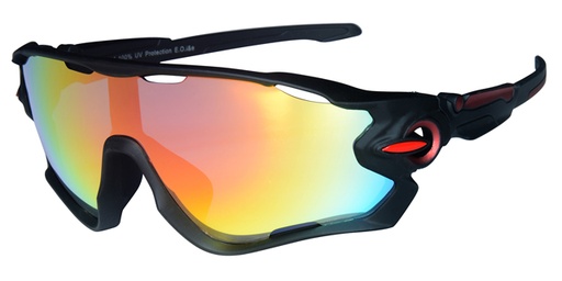 [450007-7043] Sport rubber touch black frame, poly carbonated decentered lens, real red revo