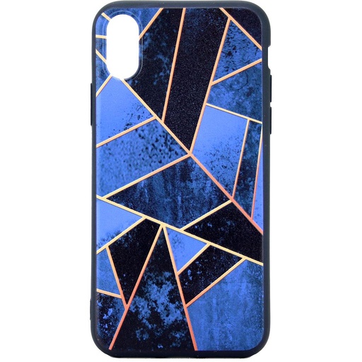 [813019] IPHONE 10-10S BLÅT MOSAIK BAGCOVER