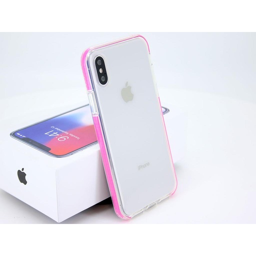 [813024] IPHONE 10-10S TRANSPERANT COVER MED PINK BUMPER INDENI